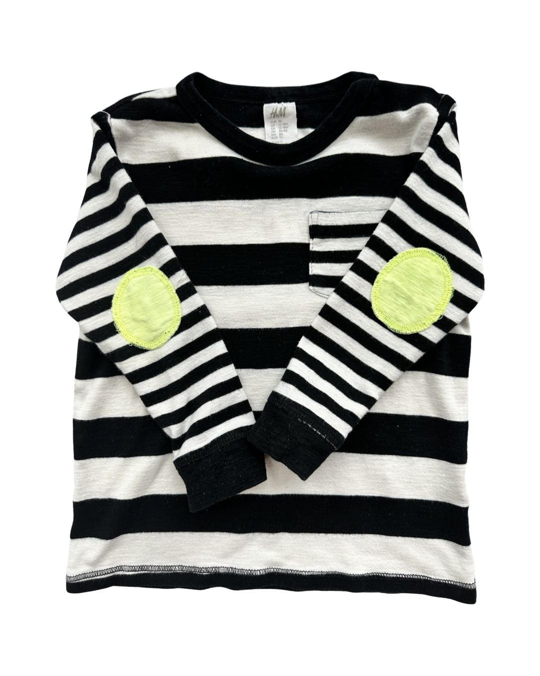 12M-18M Baby Boy H&M Black & White Striped Long Sleeve Shirt