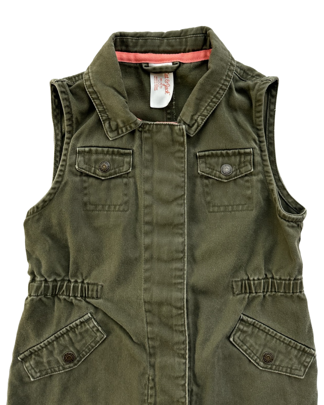 XS (4-5) Toddler Girl Army Green Cat & Jack XS Vest Button Down Green