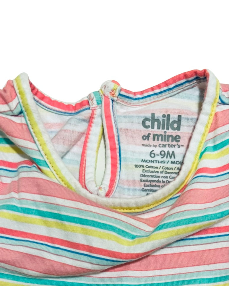 6-9M Baby Girl Carters Striped Heart Dress / Longer Top
