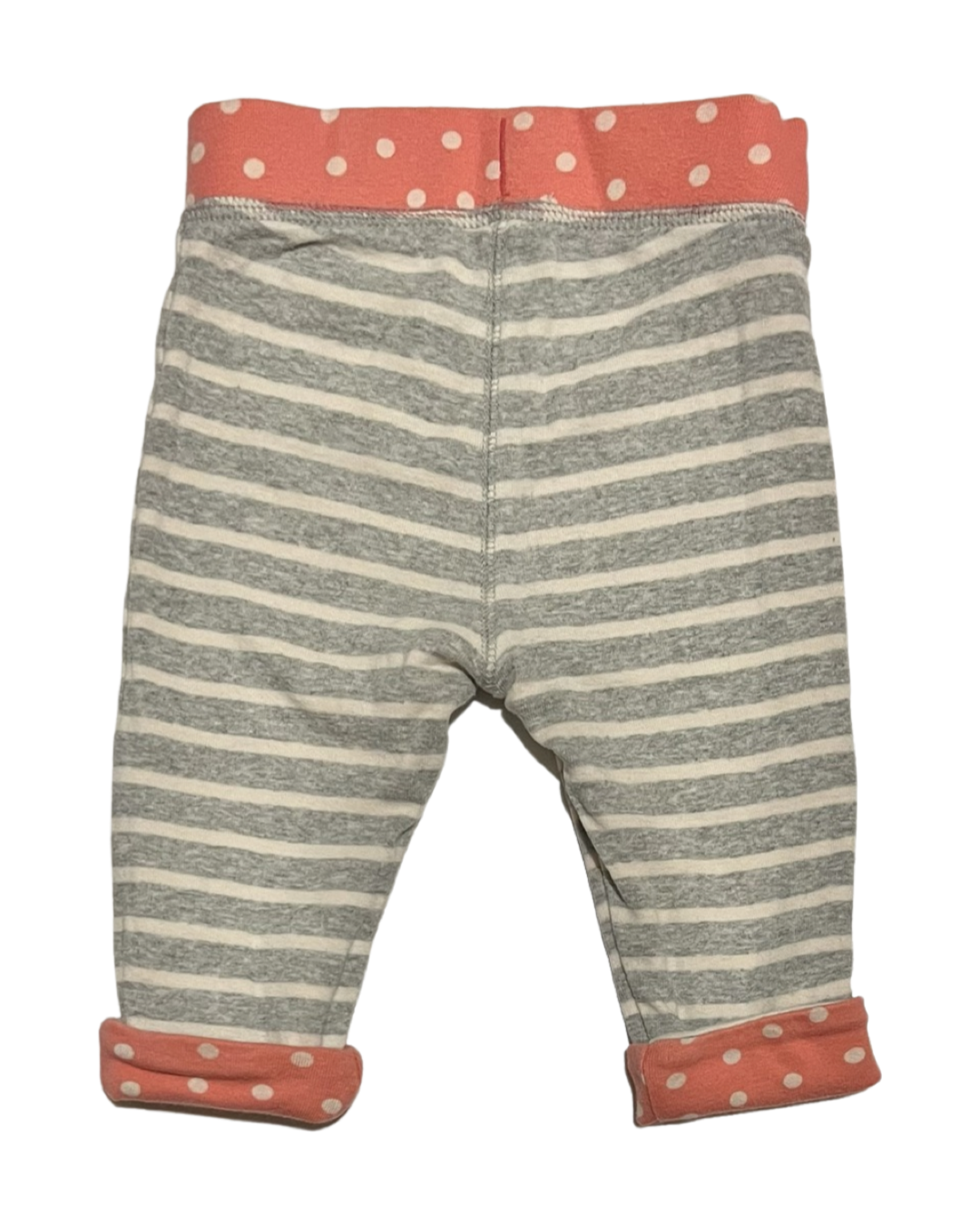 6-12M Baby Girl Baby Gray / Coral Reversible Joggers