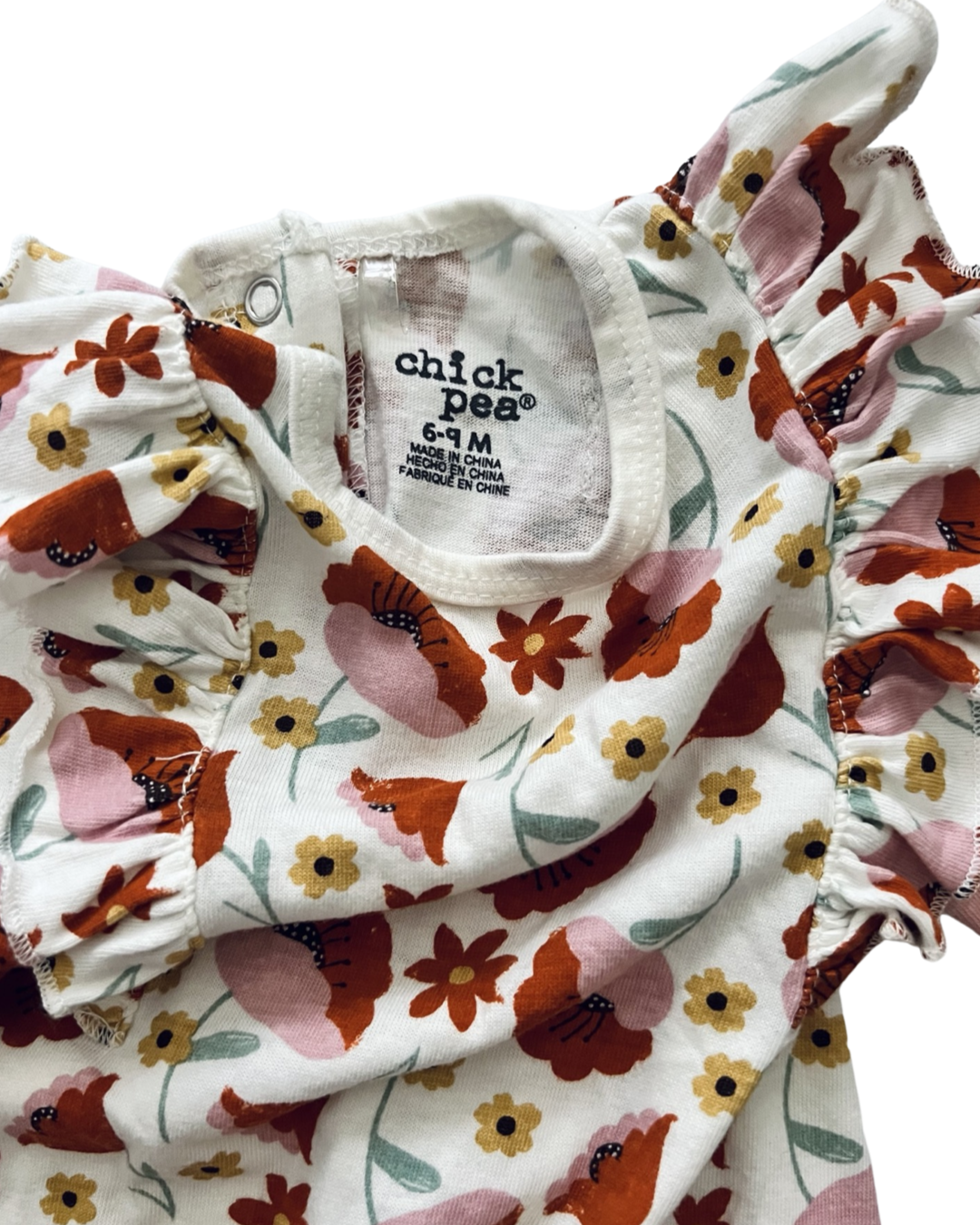 6-9M Baby Girl ChickPea Poppy Flower Romper