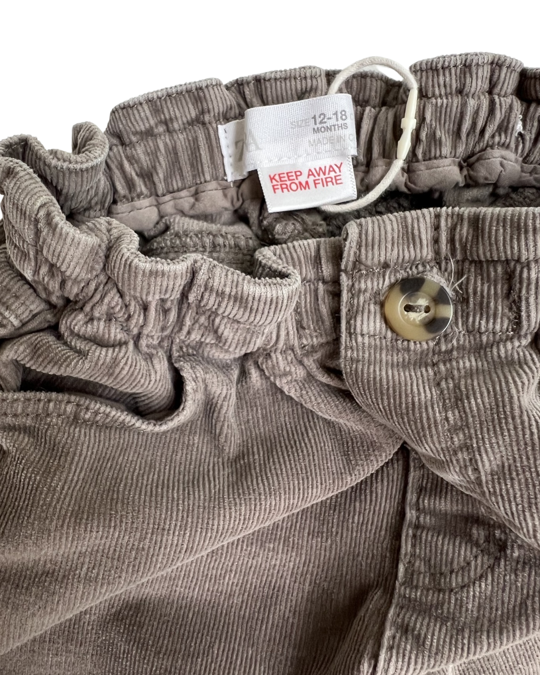 12M-18M Baby Girl Grey-Brown Zara Corduroy Pants