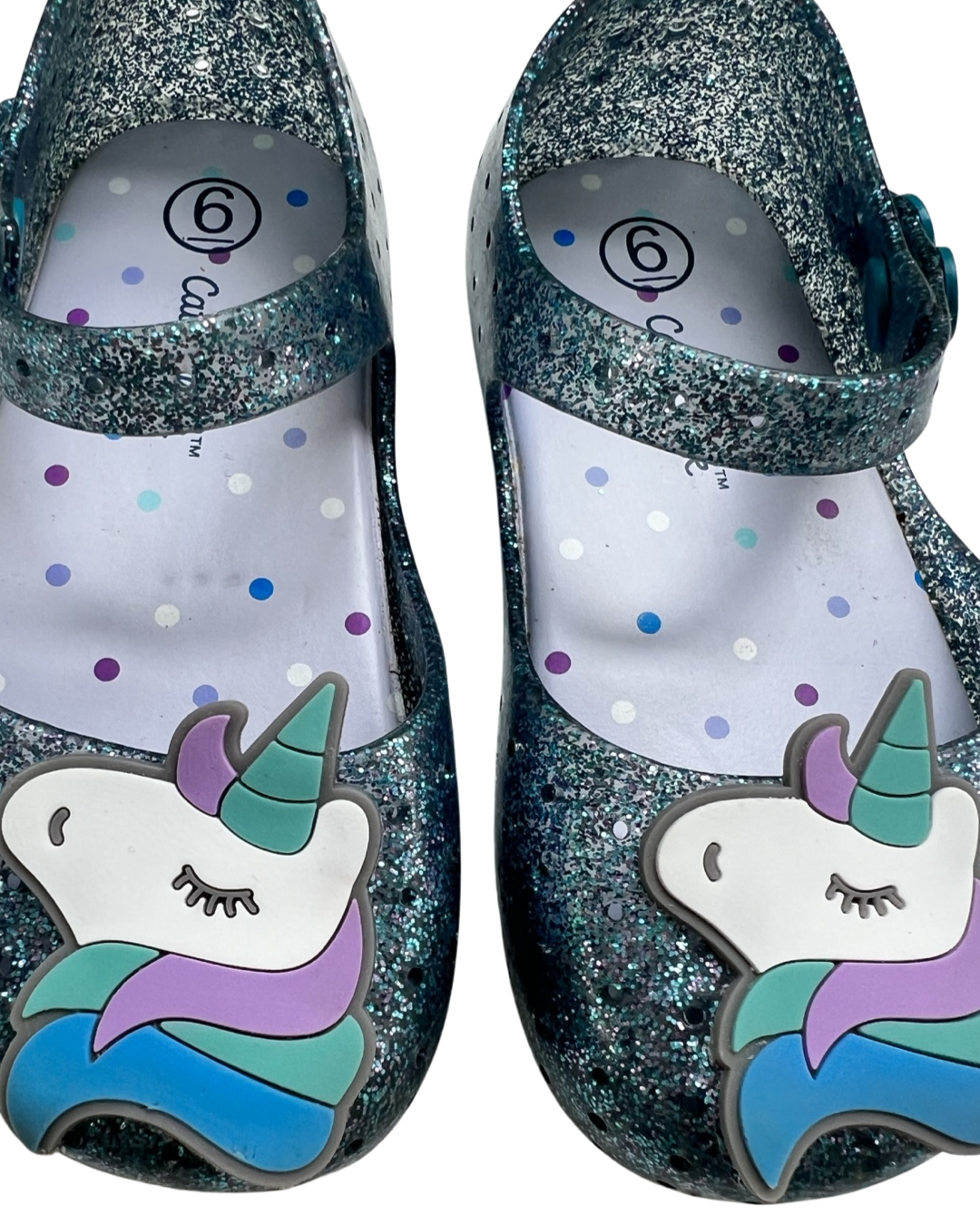 6C Toddler Girl Teal Sparkle Cat & Jack Unicorn Jelly Shoes