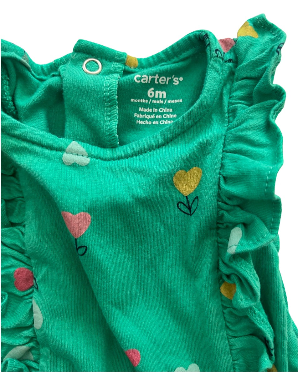 6M Baby Girl Green Carters Heart Romper