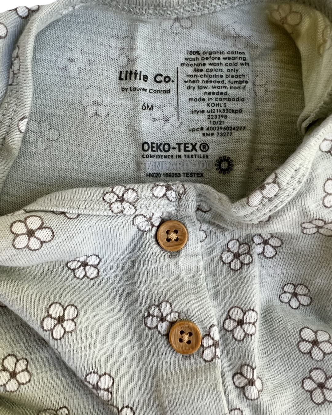 6M Baby Girl Little Co Mint Floral Dress