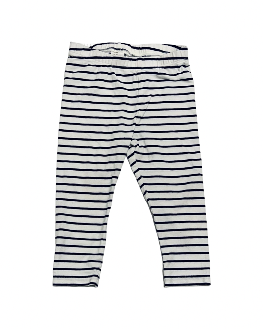12M-18M Baby Girl H&M Outfit Chambray Top and Black / white Striped Leggings