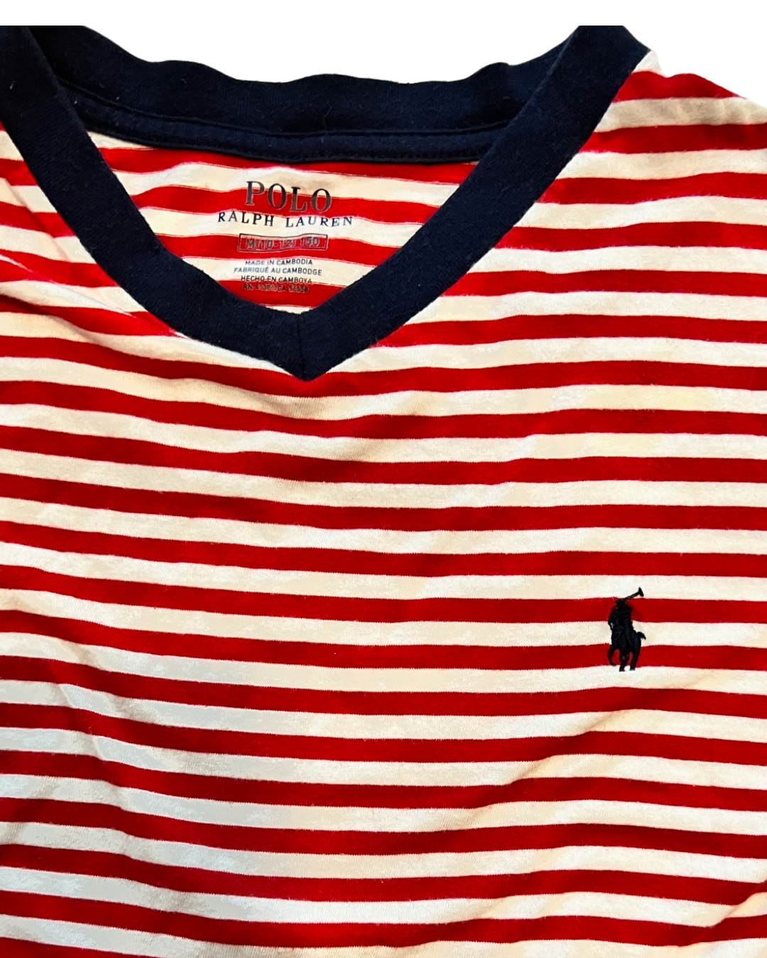 Boys Size 10/12 Red Striped Ralph Lauren Polo Top