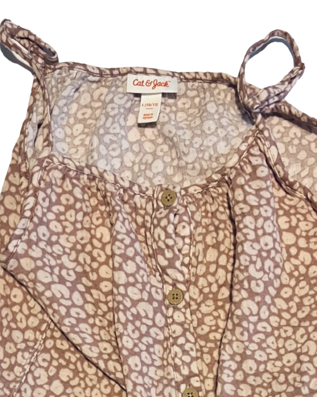 Girls L Size 10/12 Cat & Jack Dusty Rose Muslin Cheetah Print Tank Top