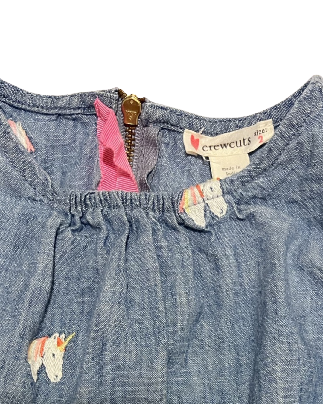 2T Toddler Girl CrewCuts Chambray Unicorn Dress