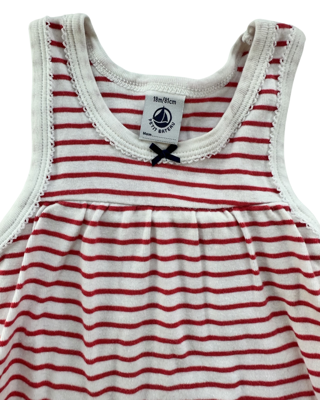 18M Baby Girl Petit Bateau Red Striped Onesie Dress