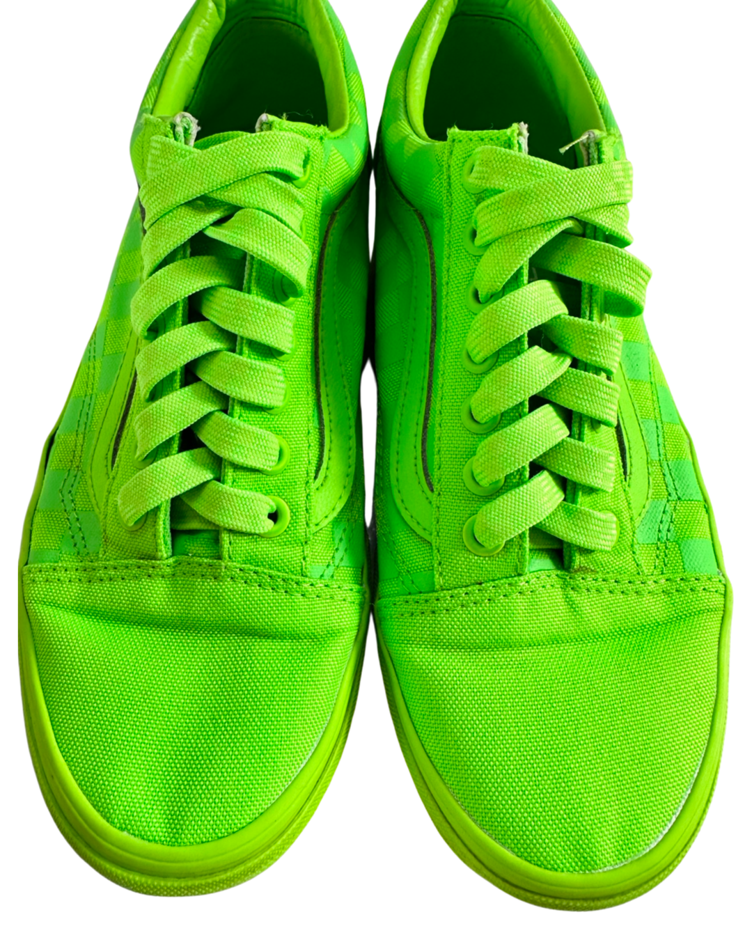 Vans Women Size 8, Men’s 6.5 Old Skool Tonal Checkerboard Skate Shoe - Green Gecko