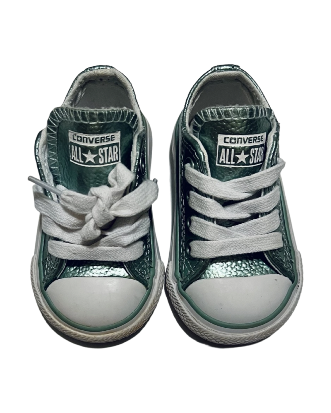 3C Baby Girl Mint Green Leather All Star Converse Chucks