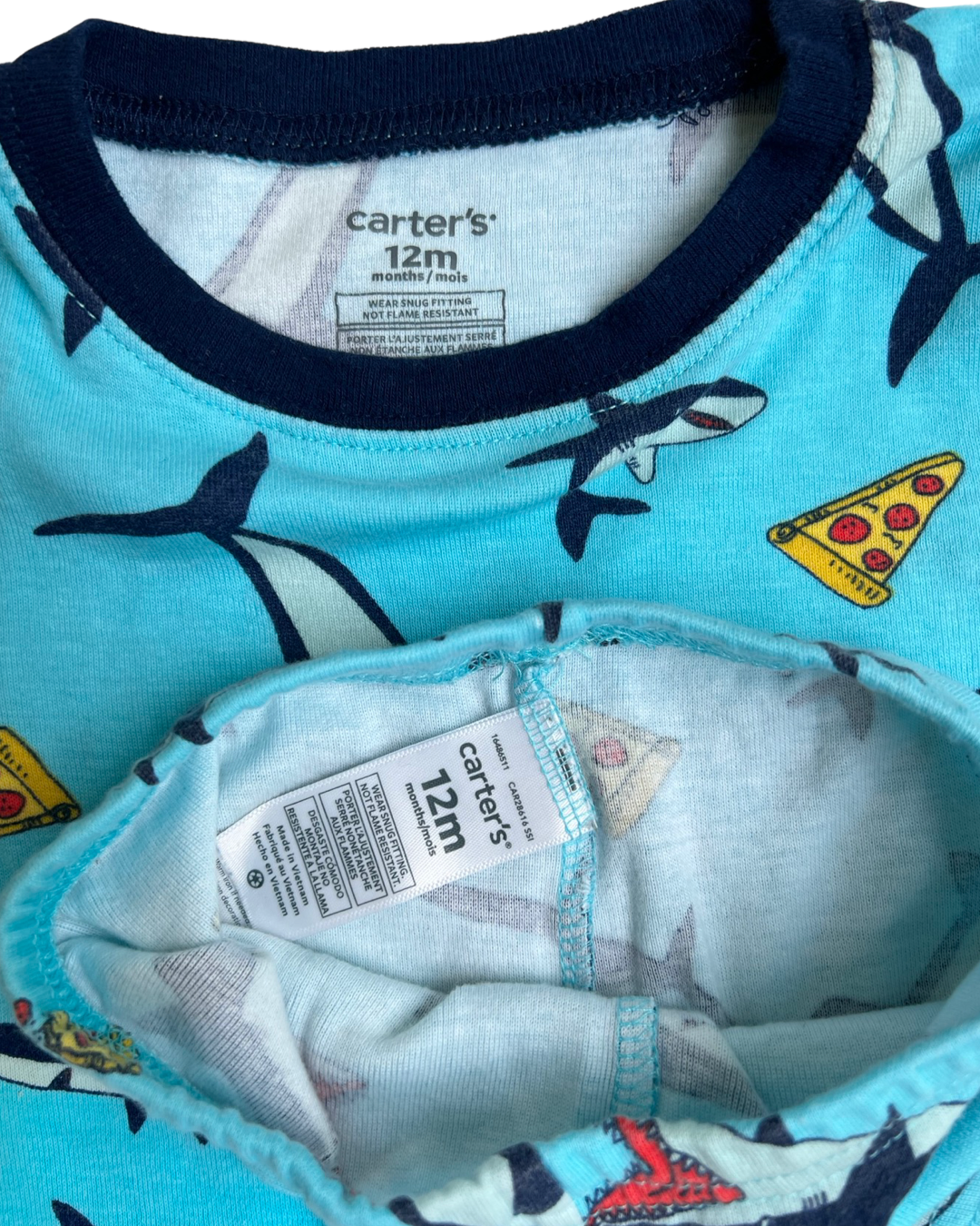 12M Baby Boy Blue Carters Shark PJs Short Set