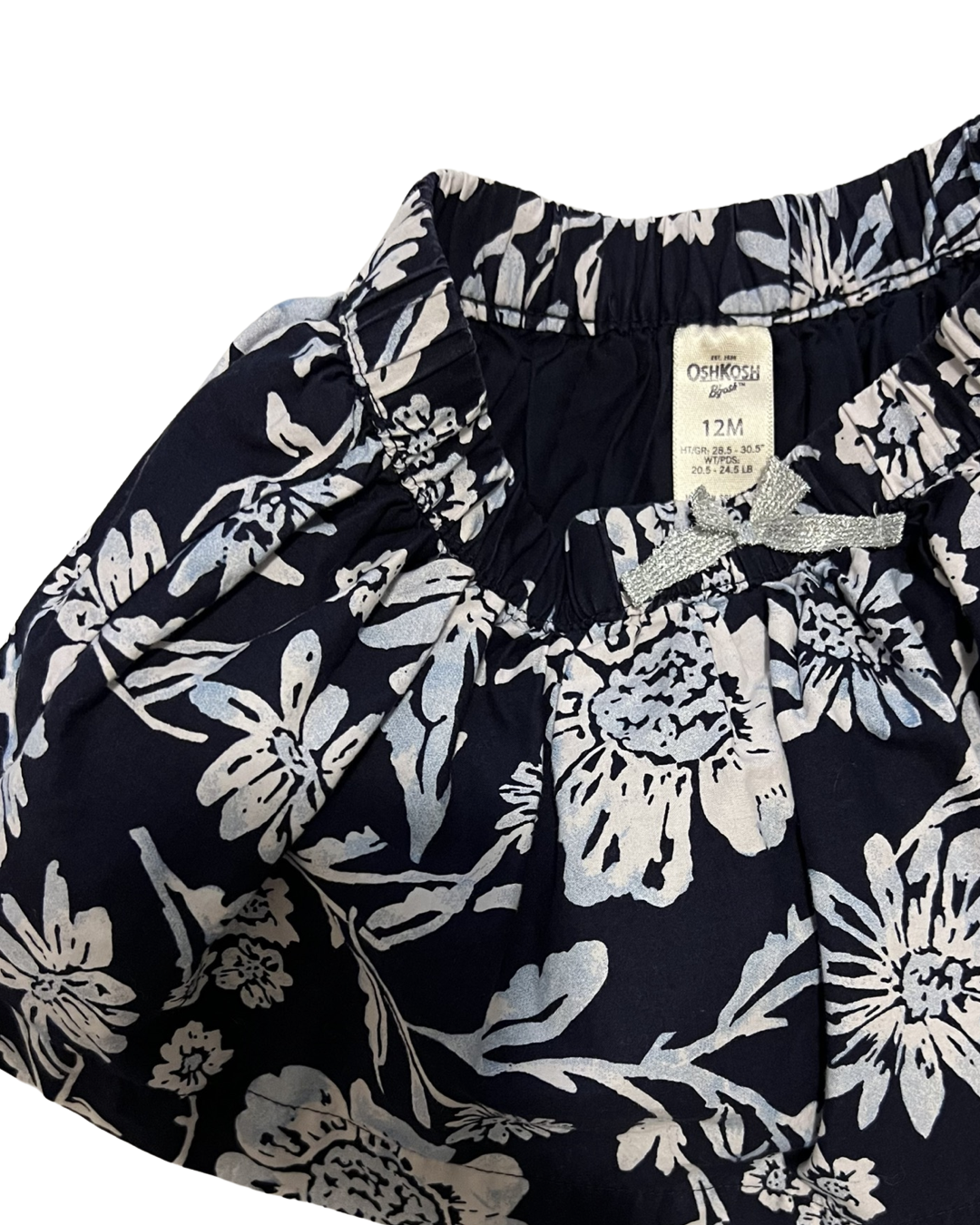 12M Baby Girl OshKosh Navy & White Floral Skirt
