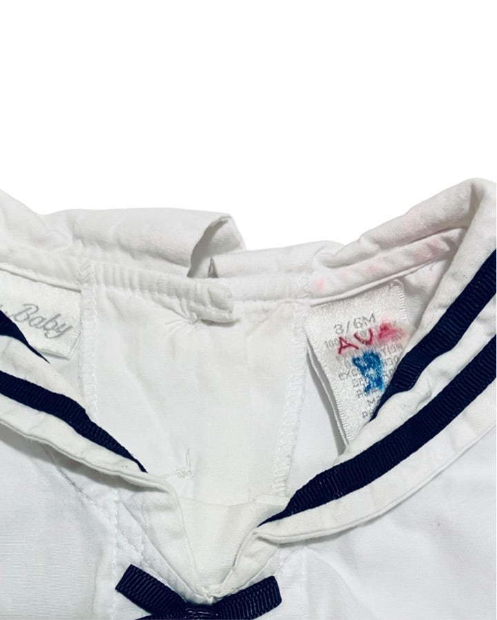 3-6M Baby Girl Specialty Baby White / Navy Sailor Dress