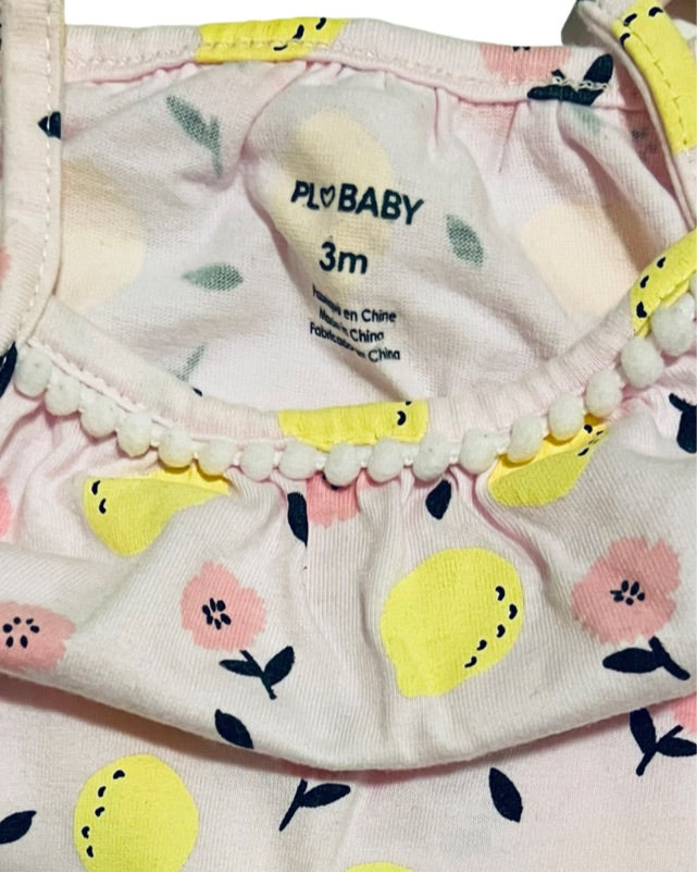 3M Baby Girl PL Baby Pink Lemon Bubble Romper