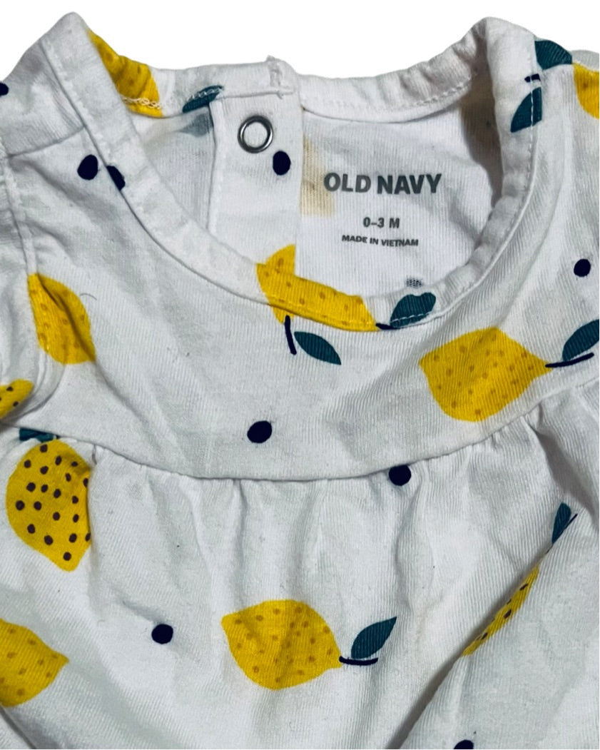 0-3M Baby Girl Old Navy Lemon Bubble Romper