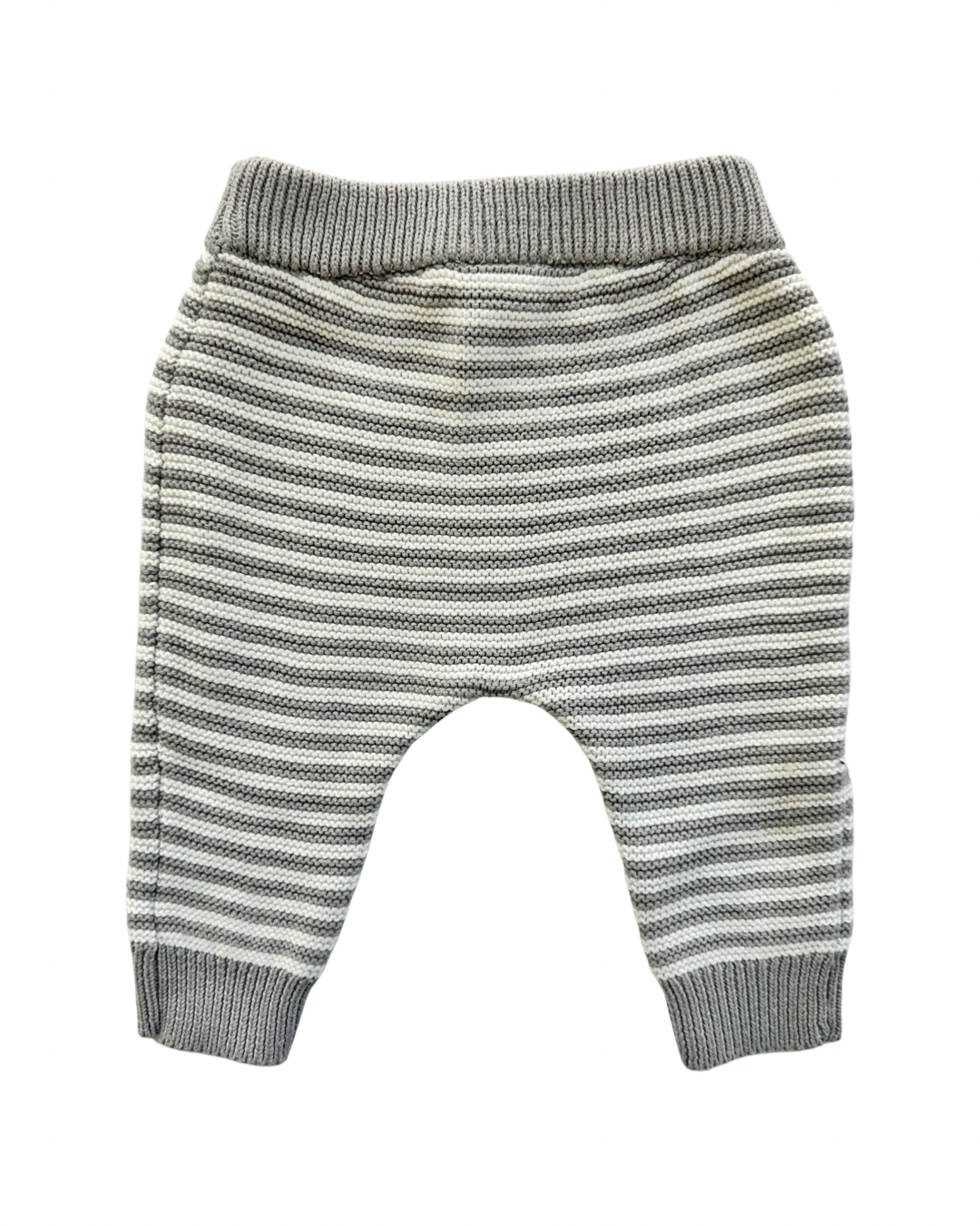 6M Baby Boy Carters Gray / White Striped Knit Sweater Outfit w/ Elephant Design