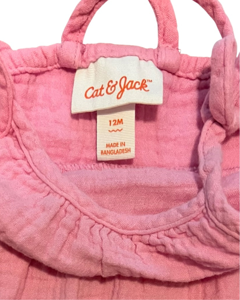 12M Baby Girl Pink Cat & Jack Muslin Dress
