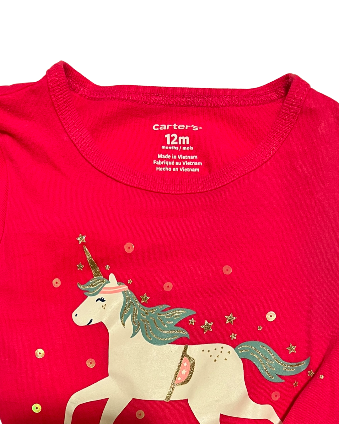12M Baby Girl Pink Carters Unicorn Short Sleeve Top
