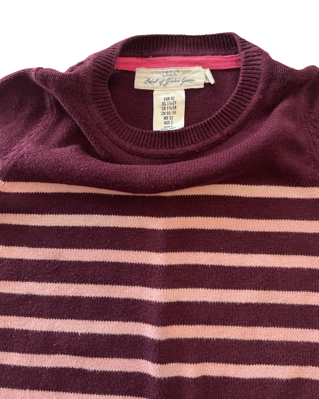 18M-24M Baby Girl Maroon / Pink H&M Sweater Top