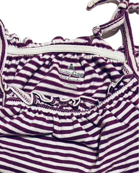 0-3M Baby Girl Baby Gap Purple Striped Tank Bubble Romper