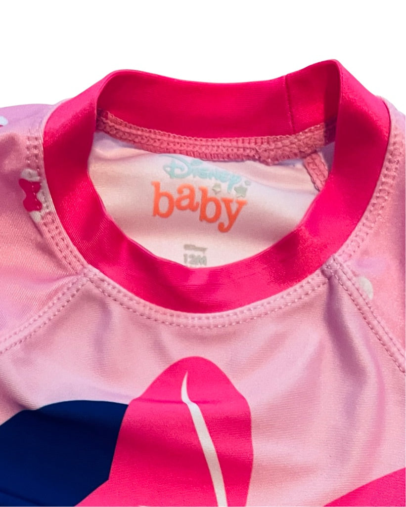 12M Baby Girl Pink Disney Minnie Mouse Rash Guard Swim Top