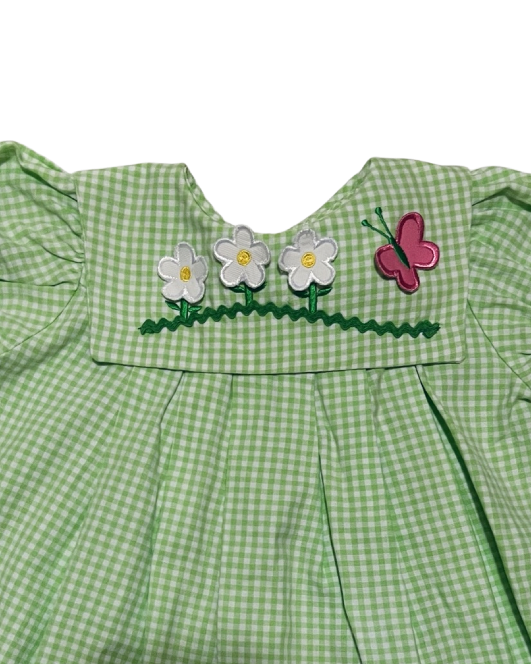 24M Baby Girl Green Gingham Peaches & Cream 2Pc Set Dress w/ Matching Bubble Bloomers