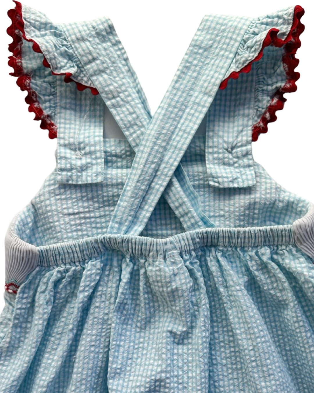 18M Baby Girl StellyBelly Blue Seersucker Smocked Crab & Lobster Dress