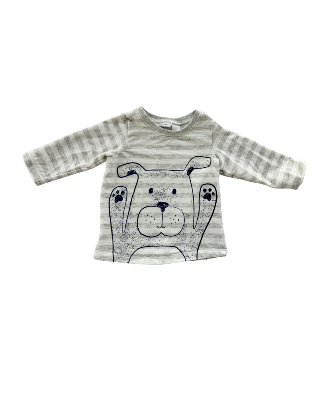 3-6M Baby Boy First Impressions Gray Striped Dog Outfit / PJs