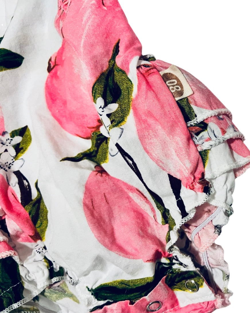 6-12M Baby Girl Pink Lemon Halter Rufflebutt Bubble