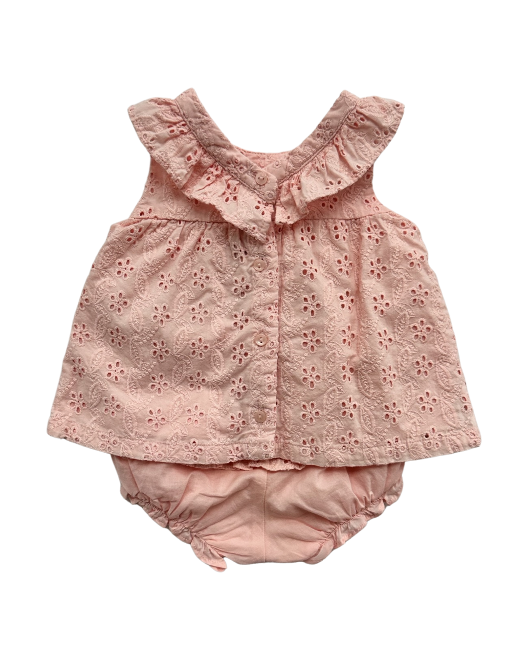 3-6M Baby Girl Janie & Jack Pink Eyelet Dress with Bonnet