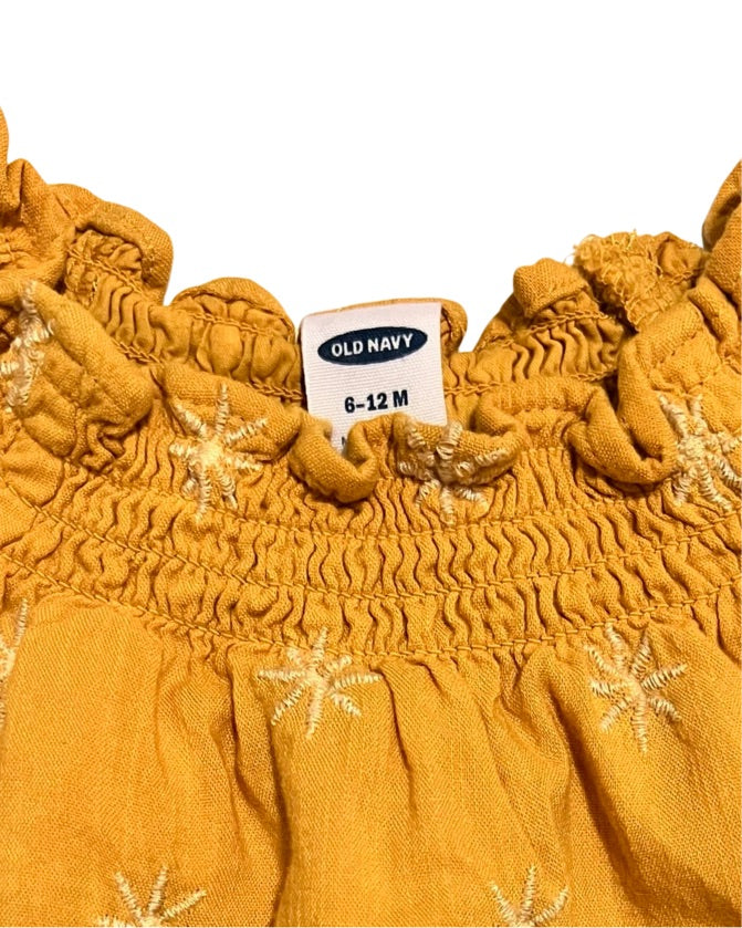 6-12M Baby Girl Old Navy Mustard Yellow Starburst Shirt