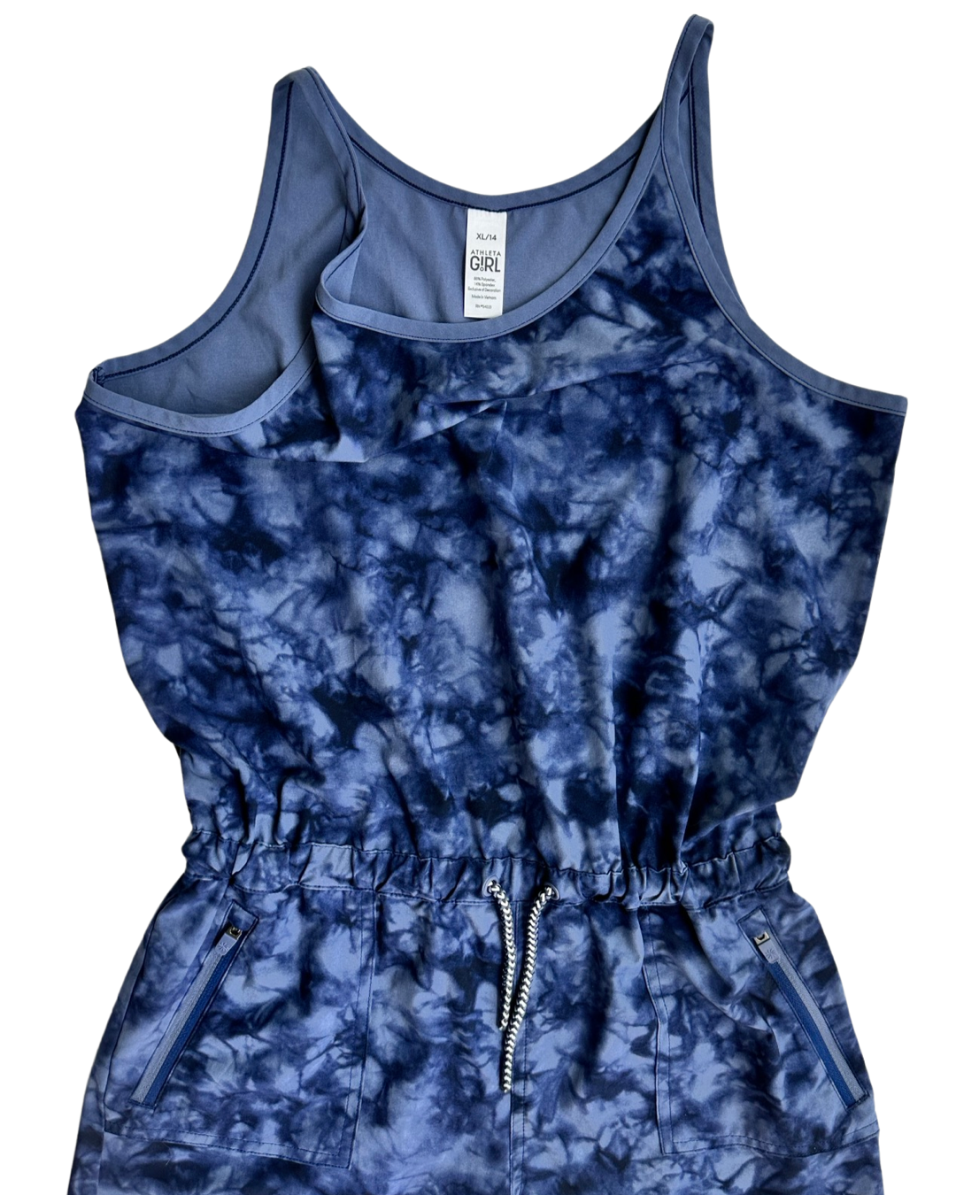 14Y Youth Girls Size XL Athleta Girl Blue Tie-Dye Athletic Romper