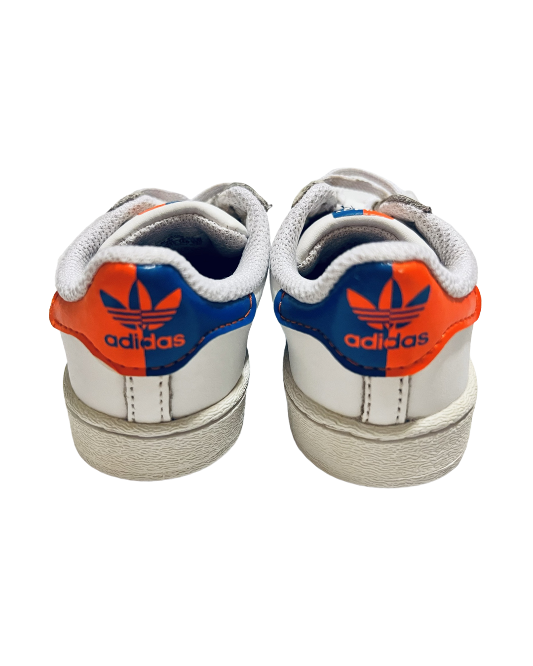 7C Toddler Boy / Girl Orange and Blue Adidas Ortholite Shell Toe Shoes
