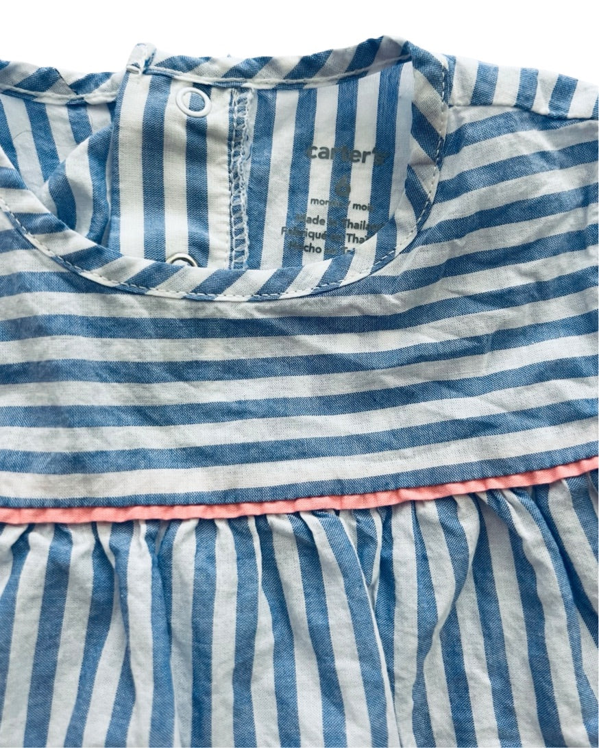6M Baby Girl Carters Blue & White Stripe Top