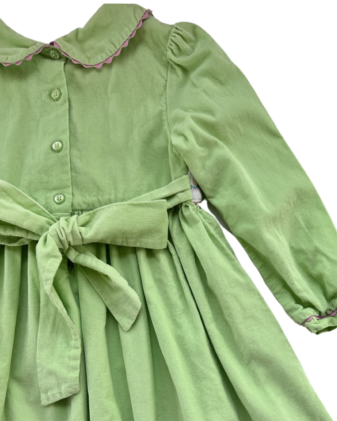 6x Girls Marmellata Lime Green Smocked Birthday Cake Cord Dress