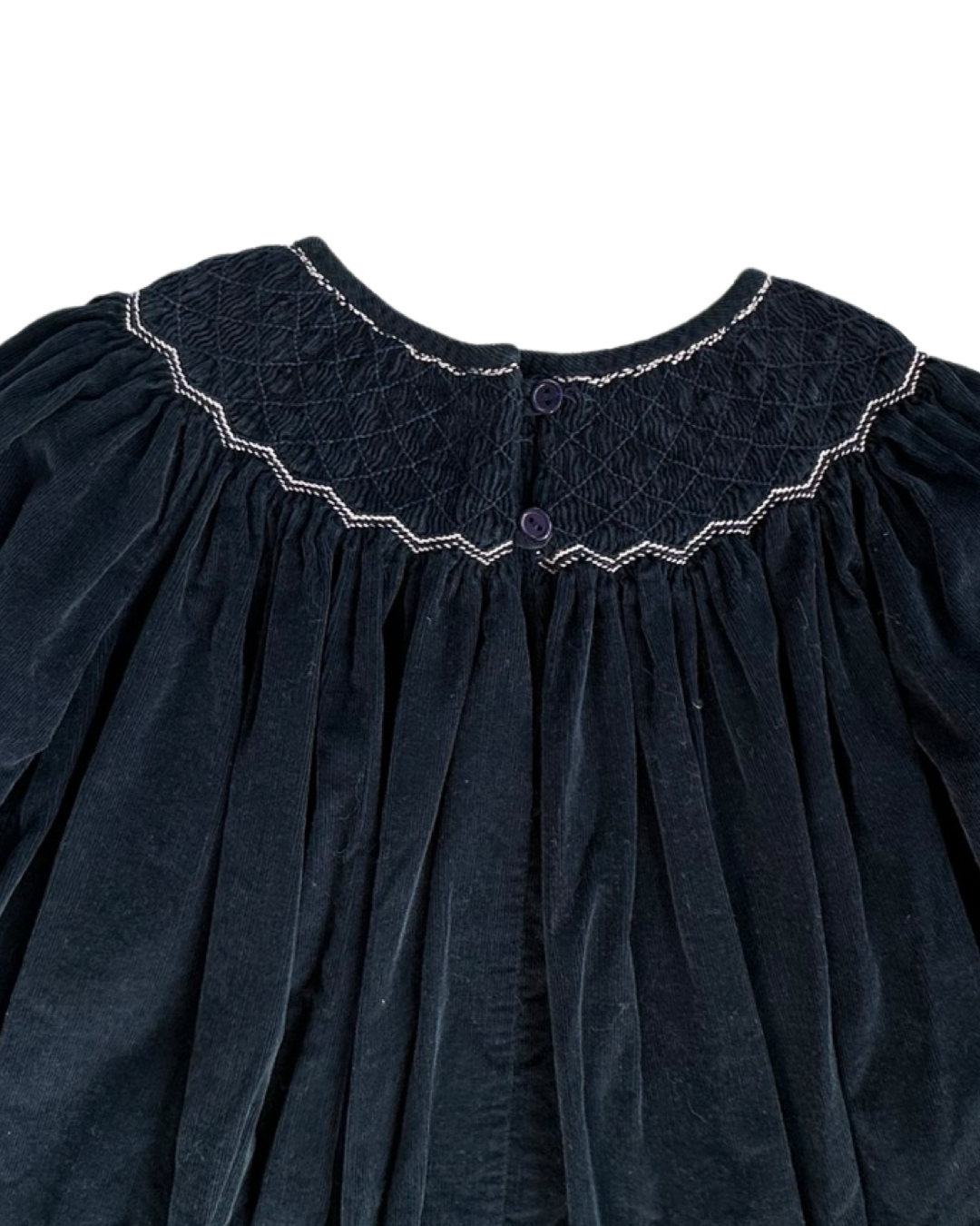 6 Youth Girls Navy Corduroy Royal Child Smocked Long Sleeve Dress