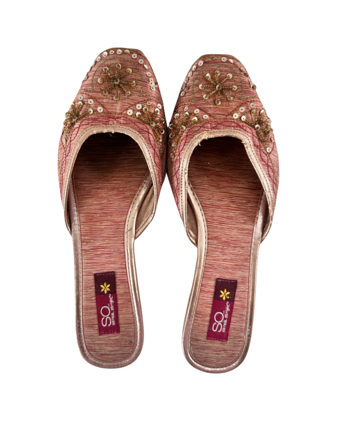 Women’s Size 8 Pink Beaded Boho Mule Flats