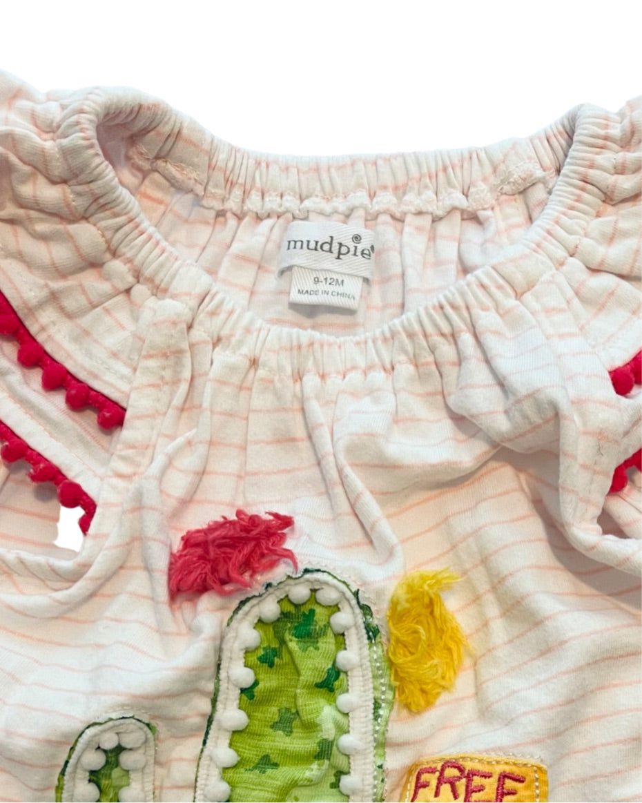 9M-12M Baby Girl MudPie Free Hugs Romper Outfit