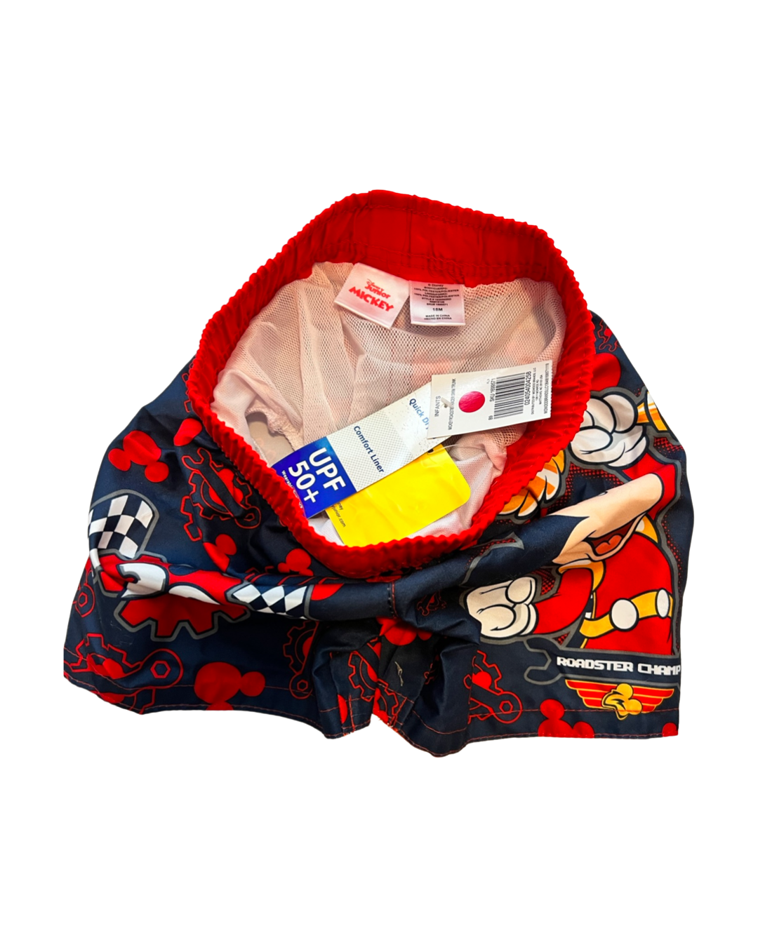 18M Baby Boy DISNEY Mickey Mouse Speed Racer Red Swim Shorts
