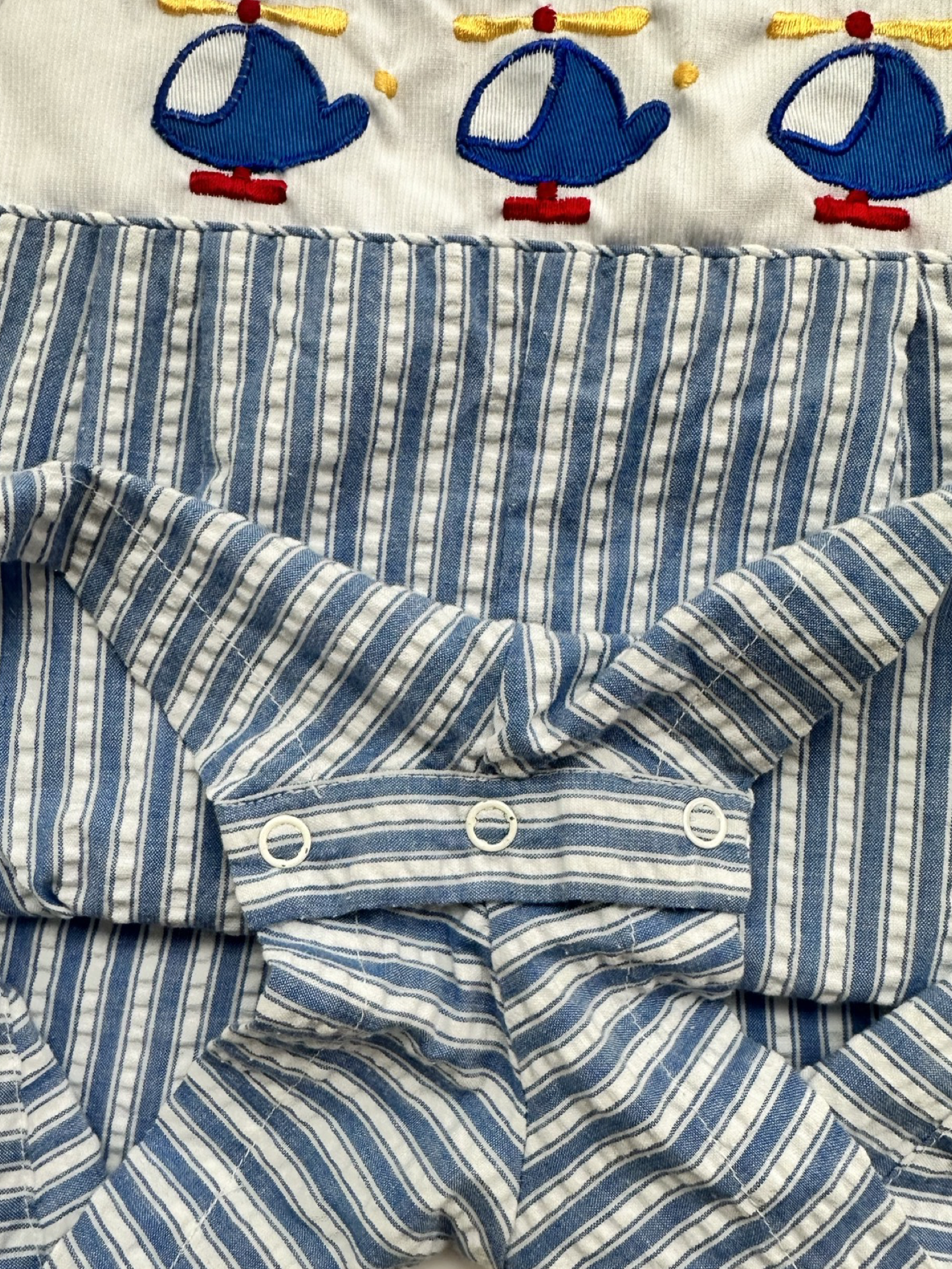 18M Baby Boy Samara Blue Seersucker Helicopter Romper Bubble