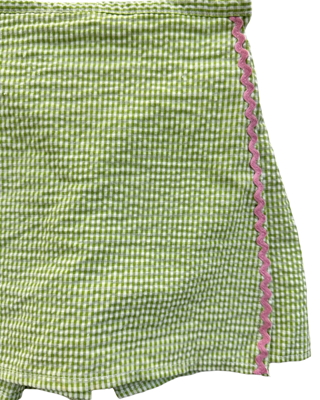 3T Toddler Girl Boutique Bailey Boys Green Gingham Seersucker Skort w/ Pink Trim