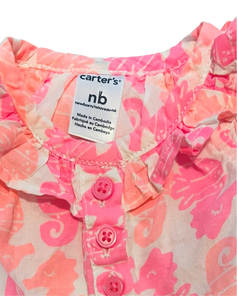 Newborn Baby Girl Carters Pink Seahorse Dress