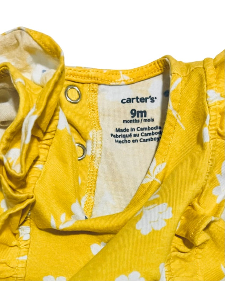 9M Baby Girl Carters Yellow Floral Flutter Sleeve Top