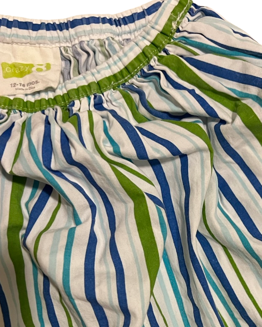 12M-18M Baby Girl Blue & Green Striped Crazy 8 Skirt