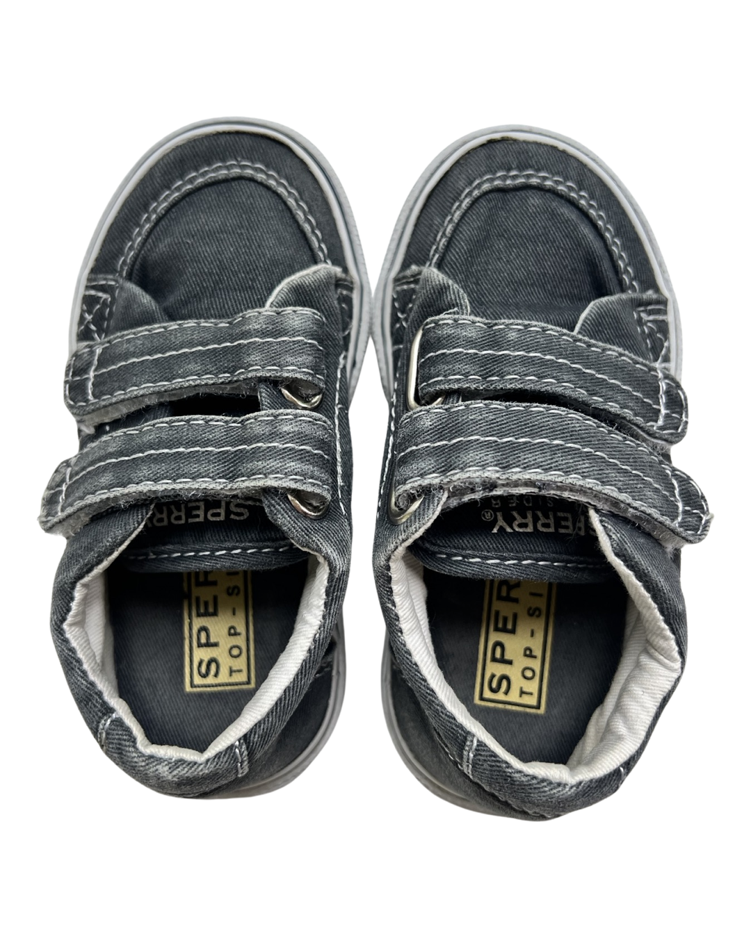 6C Toddler Boy Gray-Blue Canvas Sperry Top-Sider Velcro Shoes