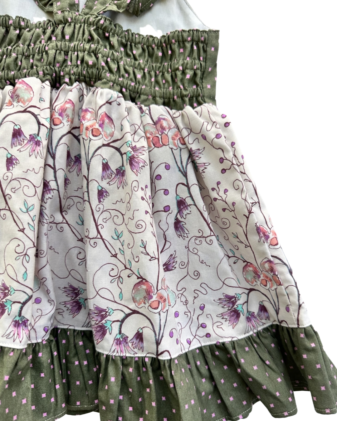12M-18M Baby Girl Cheeky Plum Boutique Floral Dress Green / Pink / White