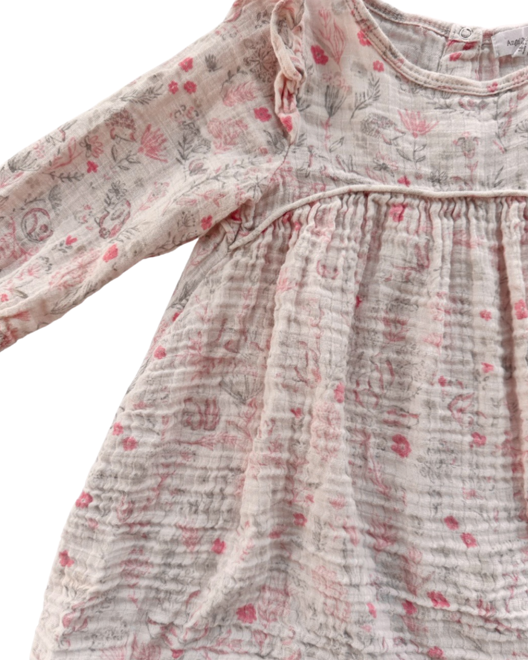 18M-24M Baby Girl Angel Dear Pink Muslin Woodland Animals Dress