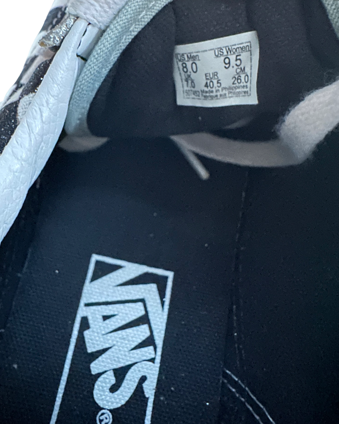 Men’s Size 8 / Women’s Size 9.5 Silver Glitter Checkered Vans Skater Shoes